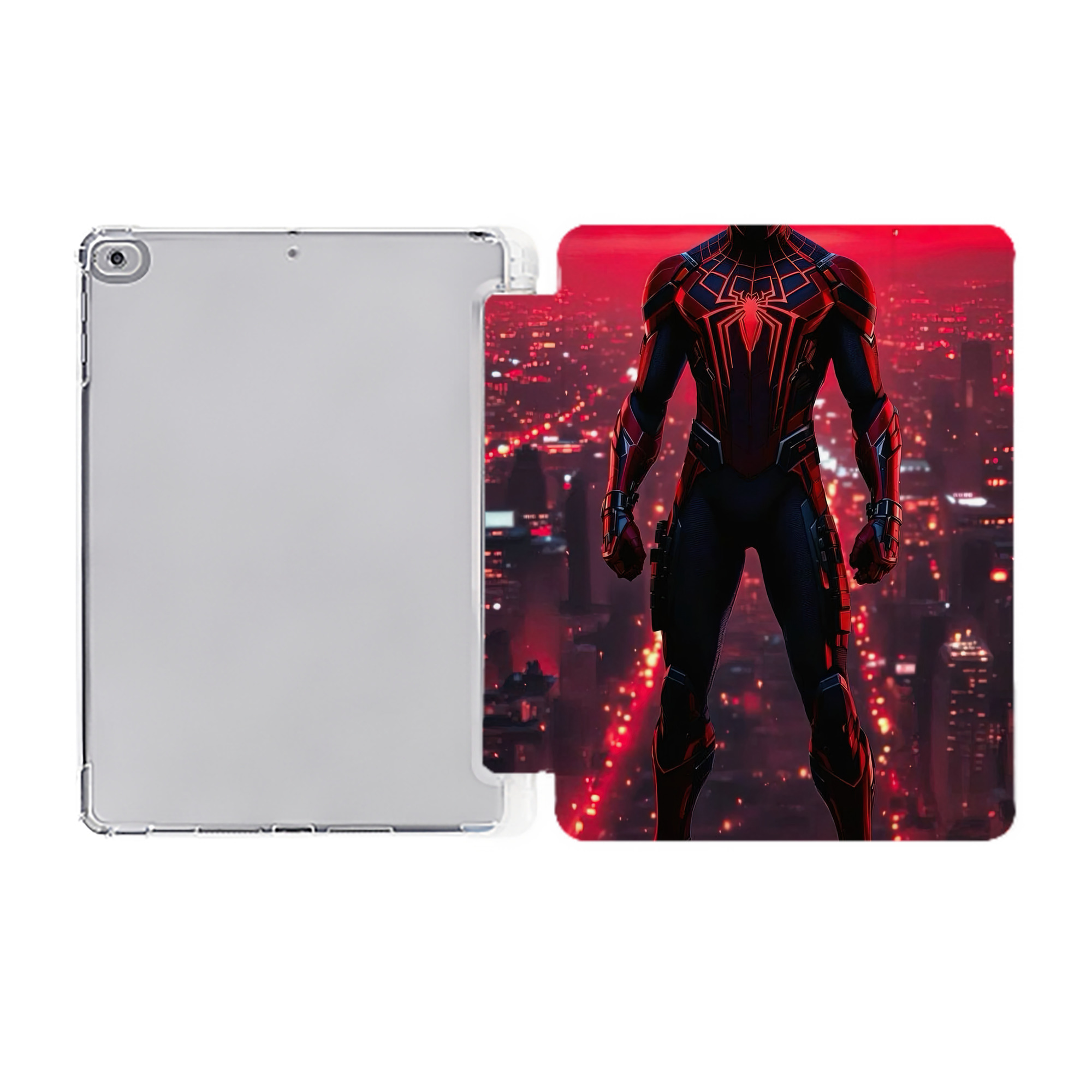 （画像用） Spider Man スパイダーマン IPad ケース ペン収納付き 三つ折りスタンド PUレザー×シリコン 対応機種9.5/10.5/10.9インチ